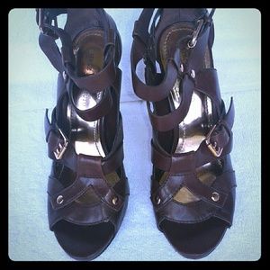 Vince Camuto Brown Leather Heel Sandals